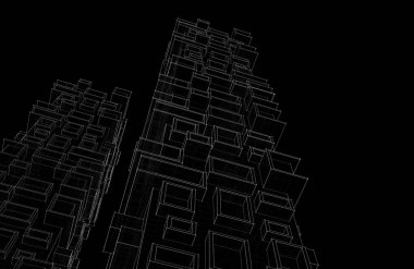 Mimari sanat konseptinde soyut çizgiler, minimum geometrik şekiller. 