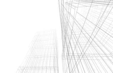 Mimari sanat konseptinde soyut çizgiler, minimum geometrik şekiller. 