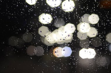 dijital duvar kâğıdı, su damlaları ile cam içinden görülen bokeh ışıkları