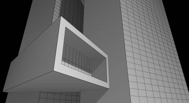 Mimari sanat konseptinde soyut çizgiler, minimum geometrik şekiller. 
