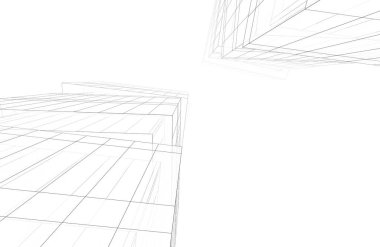 Mimari sanat konseptinde soyut çizgiler, minimum geometrik şekiller. 