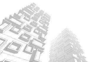 Mimari sanat konseptinde soyut çizgiler, minimum geometrik şekiller. 