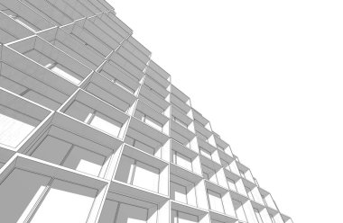 Mimari sanat konseptinde soyut çizgiler, minimum geometrik şekiller. 