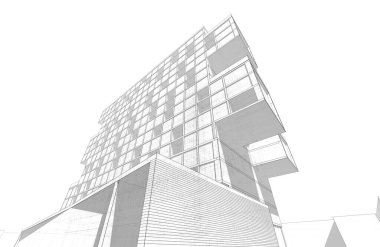 Mimari sanat konseptinde soyut çizgiler, minimum geometrik şekiller. 