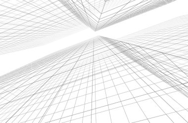 Mimari sanat konseptinde soyut çizgiler, minimum geometrik şekiller. 