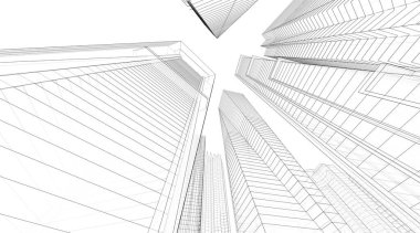 Mimari sanat konseptinde soyut çizgiler, minimum geometrik şekiller. 