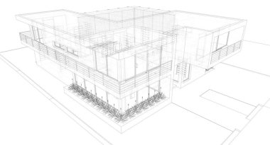 Mimari sanat konseptinde soyut çizgiler, minimum geometrik şekiller. 