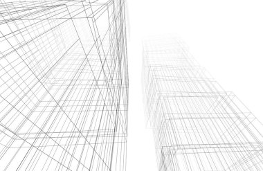 Mimari sanat konseptinde soyut çizgiler, minimum geometrik şekiller. 