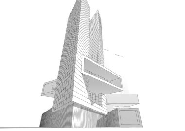 Mimari sanat konseptinde soyut çizgiler, minimum geometrik şekiller. 