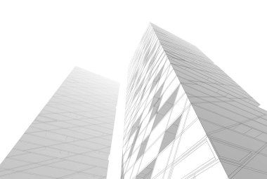 Mimari sanat konseptinde soyut çizgiler, minimum geometrik şekiller. 