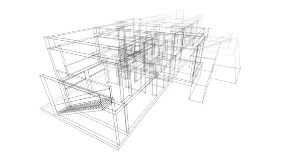 Abstract Drawing Lines Architectural Art Concept Minimal Geometrical Shapes — Stock Photo, Image