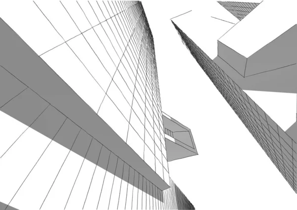 Lignes Dessin Abstraites Dans Concept Art Architectural Formes Géométriques Minimales — Photo