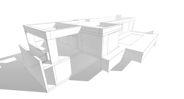 最低3D建筑项目 建筑艺术 — 图库照片