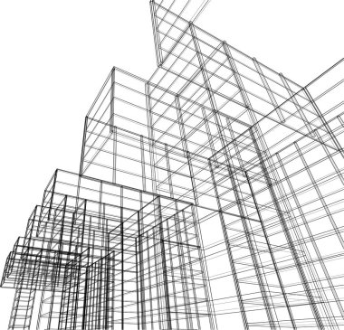 Mimari sanat konseptinde soyut çizgiler, minimum geometrik şekiller. 