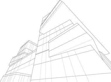 Mimari sanat konseptinde soyut çizgiler, minimum geometrik şekiller. 