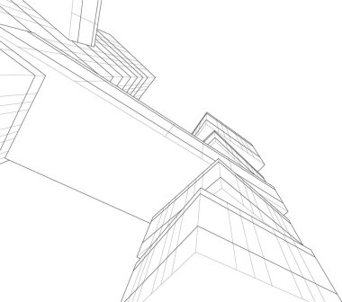 Mimari sanat konseptinde soyut çizgiler, minimum geometrik şekiller. 