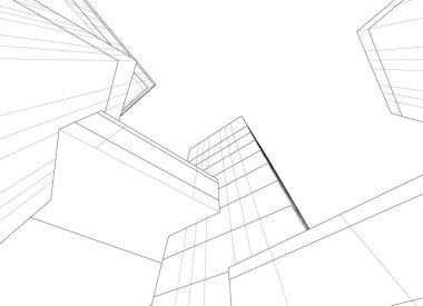 Mimari sanat konseptinde soyut çizgiler, minimum geometrik şekiller. 