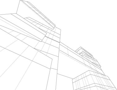 Mimari sanat konseptinde soyut çizgiler, minimum geometrik şekiller. 