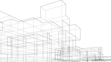 Mimari sanat konseptinde soyut çizgiler, minimum geometrik şekiller. 