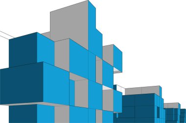 Mimari sanat konseptinde soyut çizgiler, minimum geometrik şekiller. 