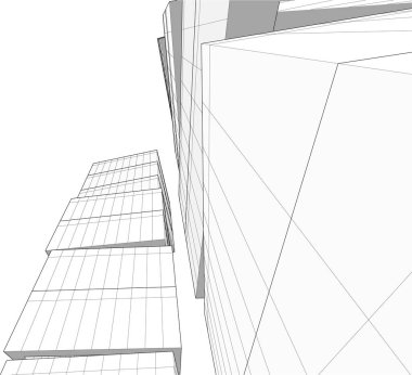 Mimari sanat konseptinde soyut çizgiler, minimum geometrik şekiller. 