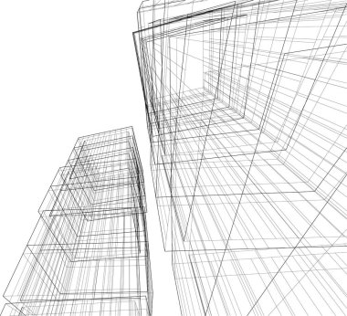 Mimari sanat konseptinde soyut çizgiler, minimum geometrik şekiller. 