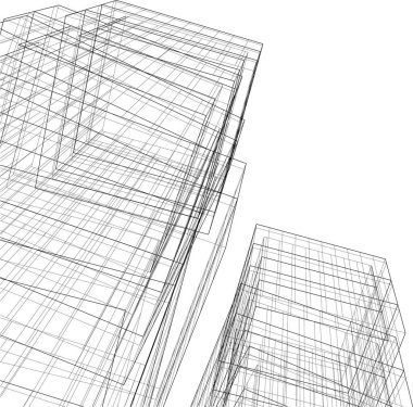 Mimari sanat konseptinde soyut çizgiler, minimum geometrik şekiller. 