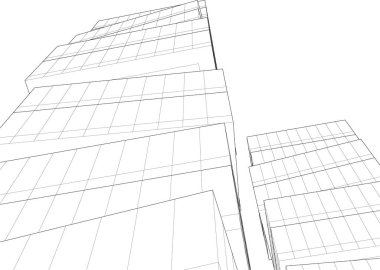 Mimari sanat konseptinde soyut çizgiler, minimum geometrik şekiller. 