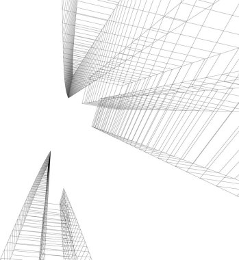 Mimari sanat konseptinde soyut çizgiler, minimum geometrik şekiller. 