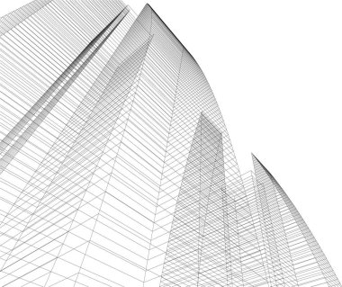 Mimari sanat konseptinde soyut çizgiler, minimum geometrik şekiller. 