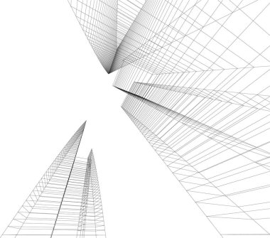 Mimari sanat konseptinde soyut çizgiler, minimum geometrik şekiller. 