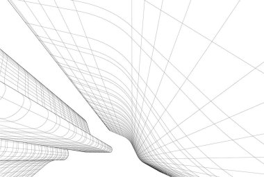 Mimari sanat konseptinde soyut çizgiler, minimum geometrik şekiller. 