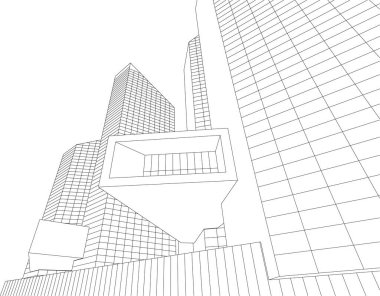 Mimari sanat konseptinde soyut çizgiler, minimum geometrik şekiller. 