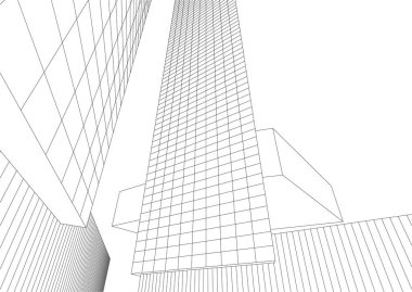 Mimari sanat konseptinde soyut çizgiler, minimum geometrik şekiller. 