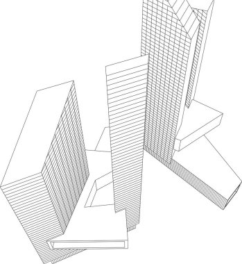 Mimari sanat konseptinde soyut çizgiler, minimum geometrik şekiller. 