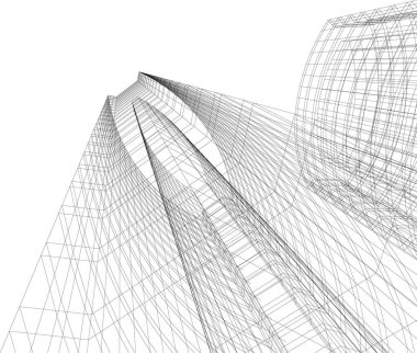 Mimari sanat konseptinde soyut çizgiler, minimum geometrik şekiller. 