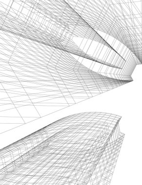 Mimari sanat konseptinde soyut çizgiler, minimum geometrik şekiller. 