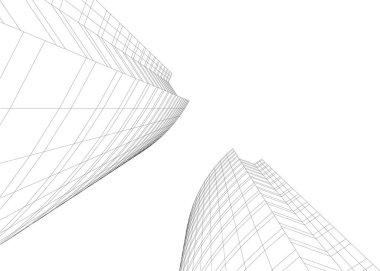 Mimari sanat konseptinde soyut çizgiler, minimum geometrik şekiller. 