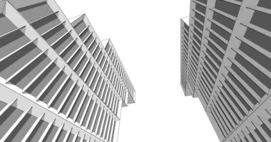 minimal 3d mimari şekillerde hareket etmek