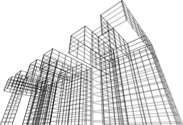 Abstraktní Kreslicí Čáry Architektonickém Pojetí Minimální Geometrické Tvary — Stockový vektor