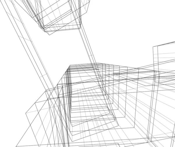 Linhas Abstratas Desenho Conceito Arte Arquitetônica Formas Geométricas Mínimas —  Vetores de Stock