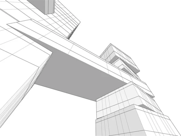 Abstrakcyjne Linie Rysunku Koncepcji Sztuki Architektonicznej Minimalne Kształty Geometryczne — Wektor stockowy