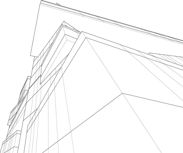 建筑艺术概念中的抽象绘图线 最小几何形状 — 图库矢量图片