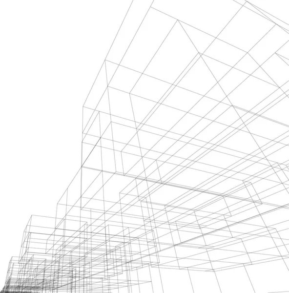 Líneas Abstractas Dibujo Concepto Arte Arquitectónico Formas Geométricas Mínimas — Vector de stock