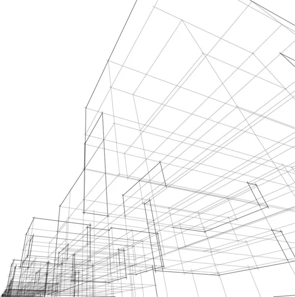 Líneas Abstractas Dibujo Concepto Arte Arquitectónico Formas Geométricas Mínimas — Vector de stock