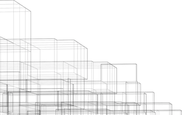 Abstrakte Zeichnungslinien Architektonischen Kunstkonzept Minimale Geometrische Formen — Stockvektor