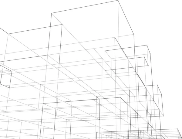 Linee Disegno Astratte Nel Concetto Arte Architettonica Forme Geometriche Minime — Vettoriale Stock