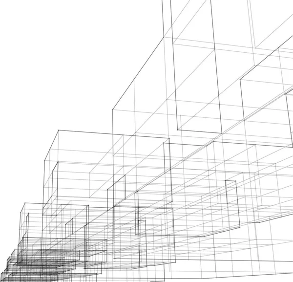 Líneas Abstractas Dibujo Concepto Arte Arquitectónico Formas Geométricas Mínimas — Vector de stock