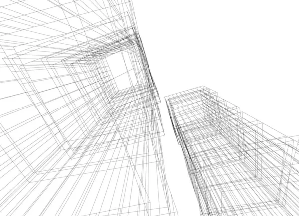 Abstrakcyjne Linie Rysunku Koncepcji Sztuki Architektonicznej Minimalne Kształty Geometryczne — Wektor stockowy