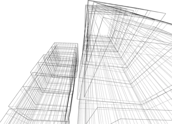 Líneas Abstractas Dibujo Concepto Arte Arquitectónico Formas Geométricas Mínimas — Archivo Imágenes Vectoriales